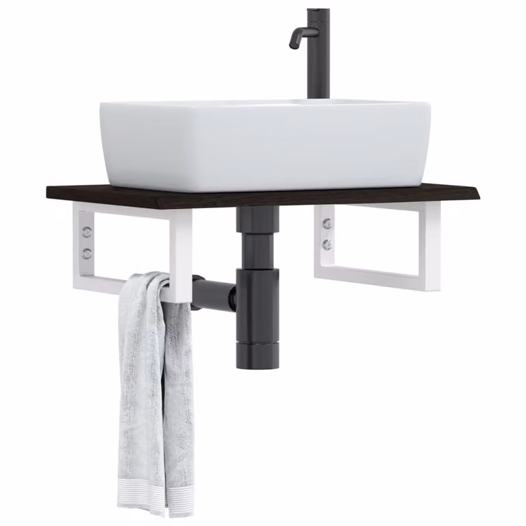 Estante de lavabo Syfax de pared en madera de roble y metal color marrón para baño