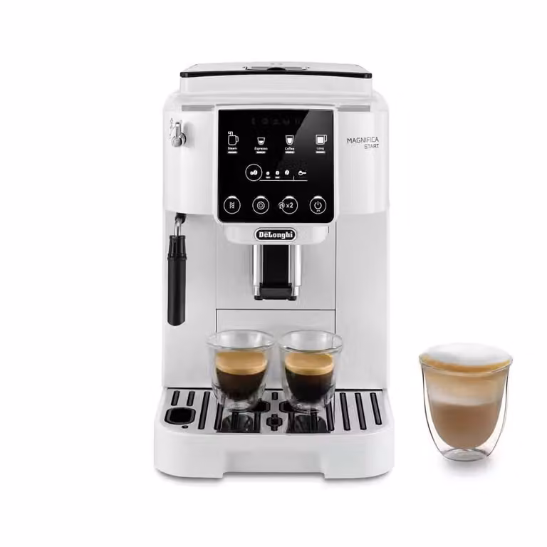 Cafetera superautomática De'Longhi Magnifica Start ECAM220.20.W en color blanco y negro con depósito de 1,8 l y 1450 W