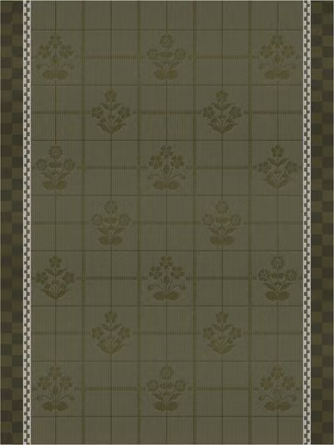 Paño de cocina de algodón Lulu Luce de Le Jacquard Français con diseño floral en color verde