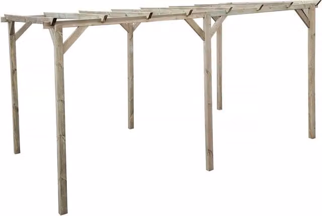 Marquesina para vehículo Habitat et Jardin de madera color marrón An/P/Al: 5 x 3 x 2,47 m