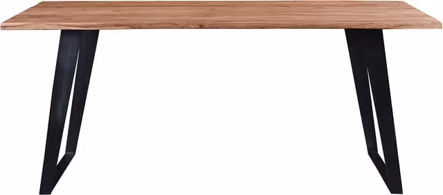 Mesa de comedor Kora de Miliboo en acacia y metal negro con acabado live edge, An/P/Al: 175 x 90 x 76 cm