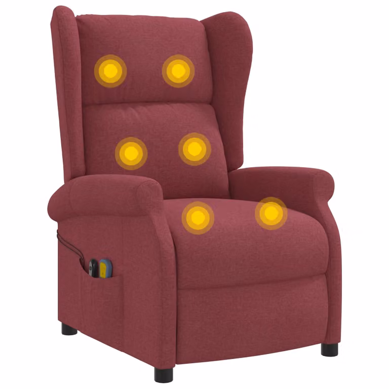 Sillón reclinable eléctrico vidaXL con respaldo de ala en color rojo vino y tapizado de tela para adultos An/P/Al: 103 x 73 x 95 cm