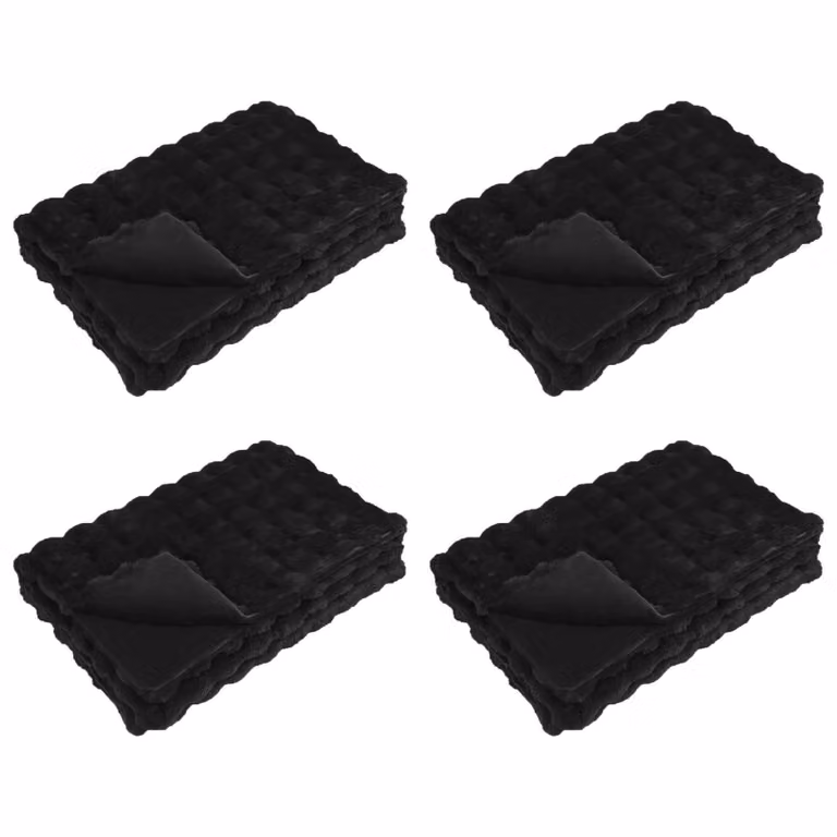 Pack de 4 mantas antideslizantes de pelo sintético Olite de vidaXL, color negro
