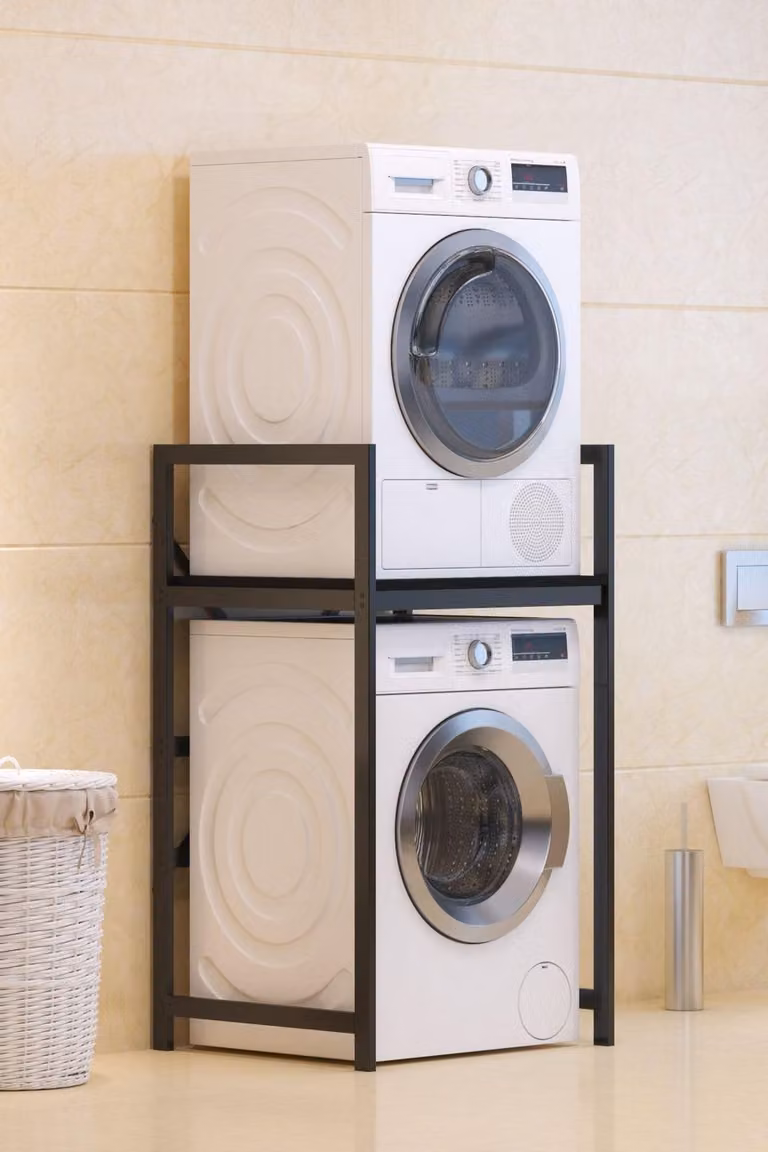 Armario para lavadora Skye Decor modelo C7 en metal negro mate An/P/Al: 70 x 60 x 116 cm