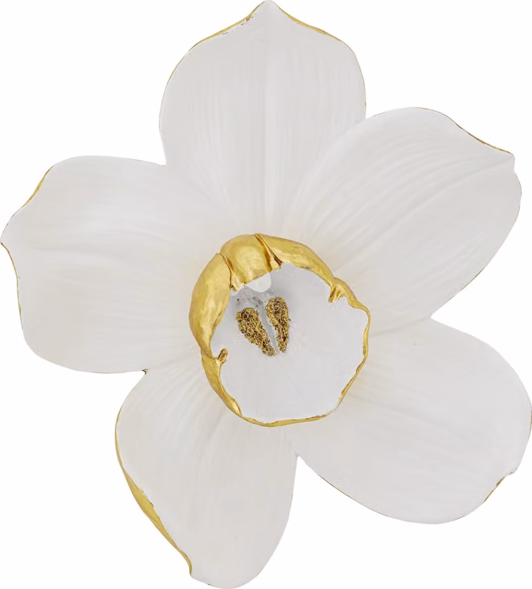 Decoración de pared floral de Kare Design en blanco y dorado, An/Al: 44 x 40 cm