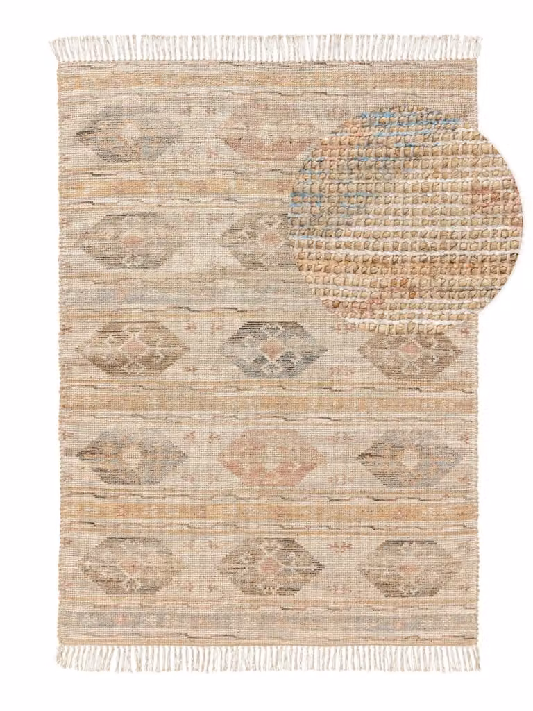Alfombra de yute multicolor Benuta de estilo boho para salón o cocina, An/P: 160 x 230 cm