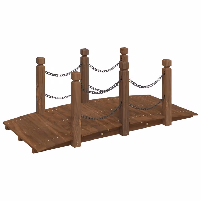 Puente de jardín con cadenas vidaXL de madera maciza de abeto en color marrón, An/P/Al: 150 x 67 x 56 cm