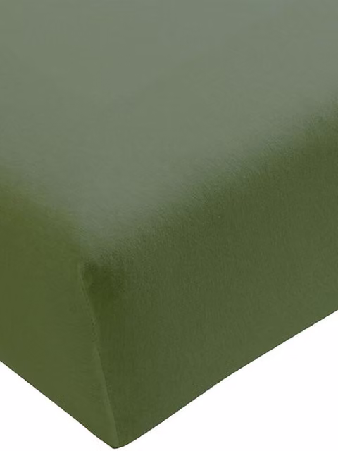 Sábana bajera de jersey Bella Donna de Formesse en algodón color oliva para 90 x 190 cm