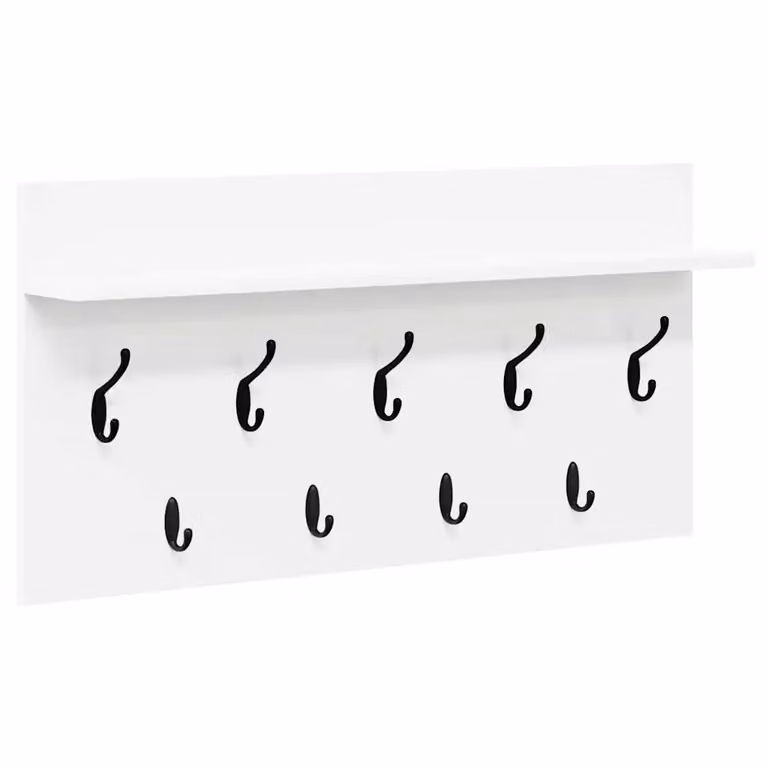 Perchero de pared vidaXL en color blanco con acabado mate y diseño minimalista, An/P/Al: 80 x 40 x 12 cm