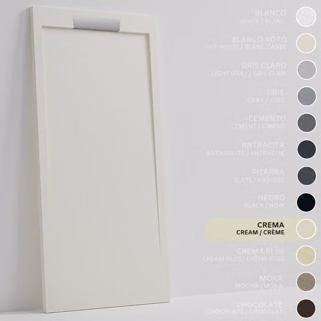 Plato de ducha rectangular Soulhome en resina mineral de color beige, antideslizante y extraplano, An/P: 160 x 80 cm