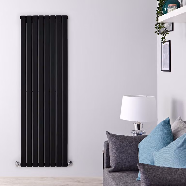 Radiador de diseño vertical Hudson Reed en acero color negro, Al: 178 cm, An: 56 cm