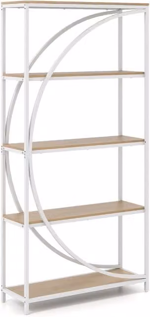 Estantería geométrica moderna NORTHIX con estantes de madera y estructura de metal en blanco, beige y multicolor, An/P/Al: 175 x 30 x 30 cm