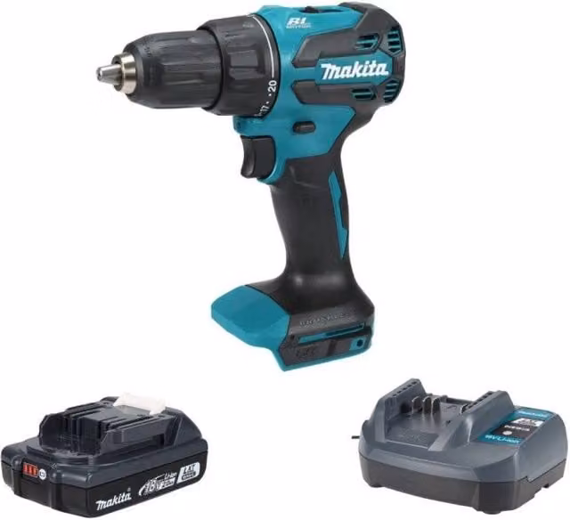 Taladro combinado Makita LXT 18V con batería recargable y cargador