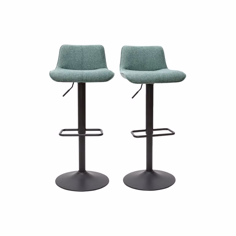 Set de 2 taburetes de barra ajustables Miliboo Boost de tela efecto terciopelo verde celadón y metal negro