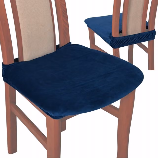Funda de terciopelo para asiento de silla Tess en color turquesa oscuro con banda elástica