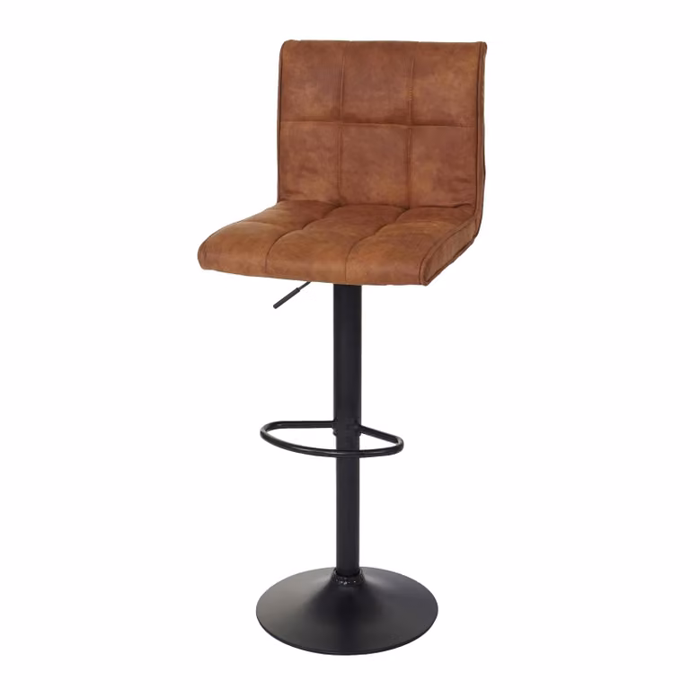 Taburete de bar Mendler estilo vintage con tapizado de ante sintético en color beige claro y estructura de metal