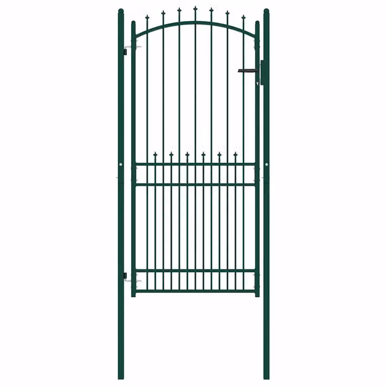 Puerta de valla de una hoja vidaXL EMMEN con pinchos de acero, An/Al: 104 x 147 cm, verde
