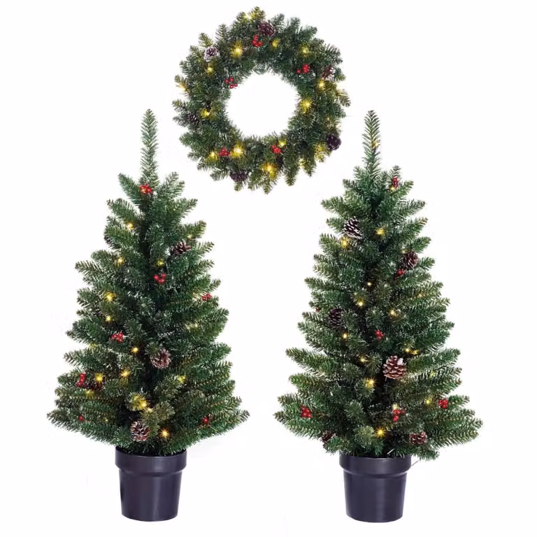 Árbol de Navidad artificial Creston de Black Box Trees en color verde, modelo de sobremesa, Al x An x P: 90 x 45 x 45 cm