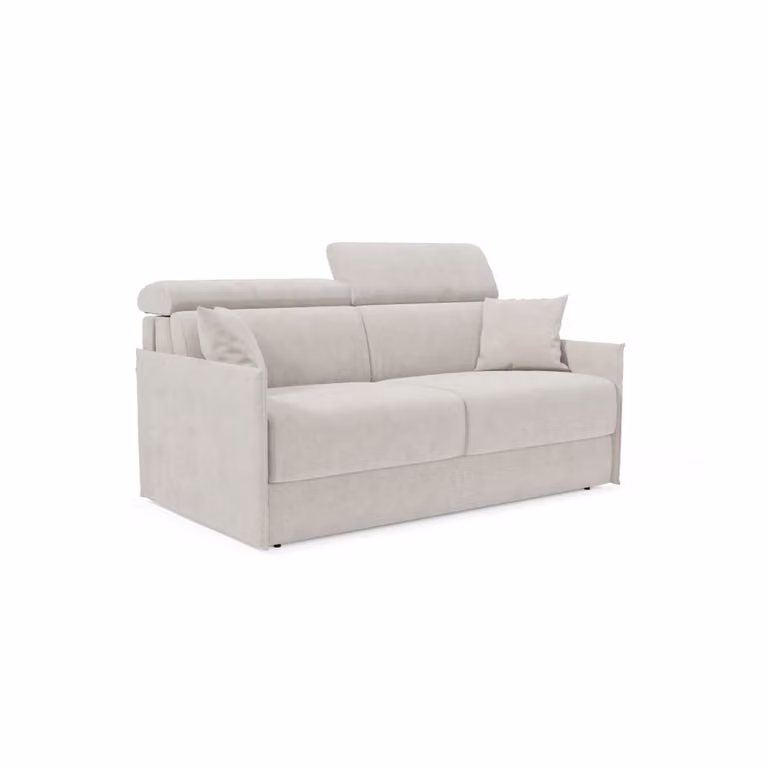 Sofá cama Divani.Store de microfibra con reposacabezas ajustable y fundas extraíbles en color blanco de 189 cm