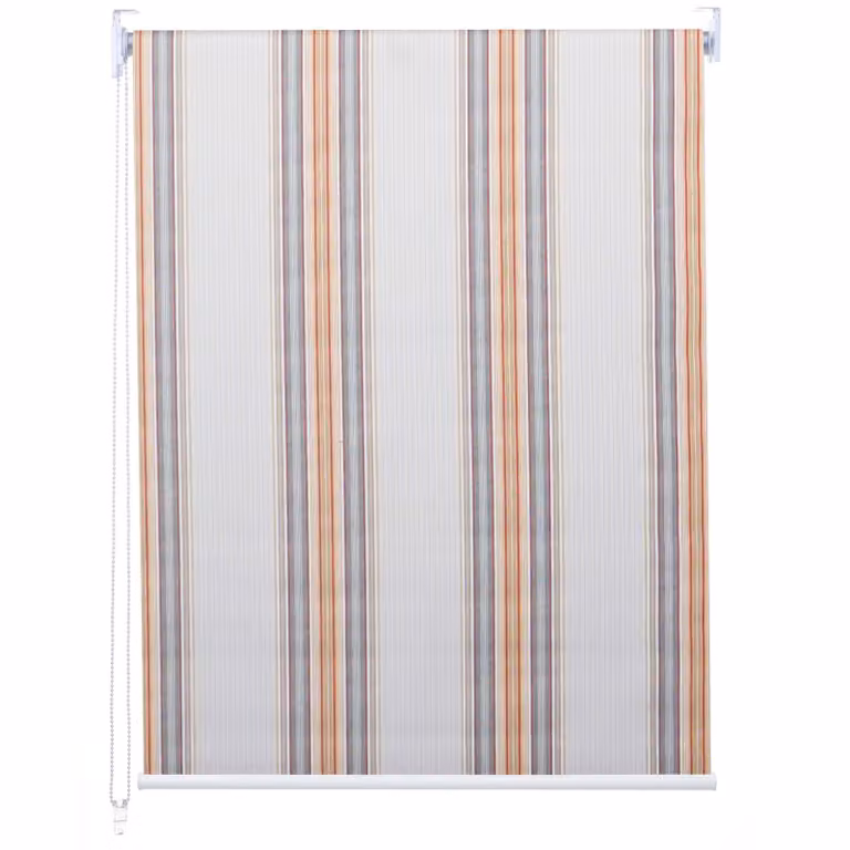 Estor enrollable Mendler blackout con diseño de rayas, térmico y resistente a los rayos UV, An/P/Al: 110 x 230 cm, color gris, marrón y naranja