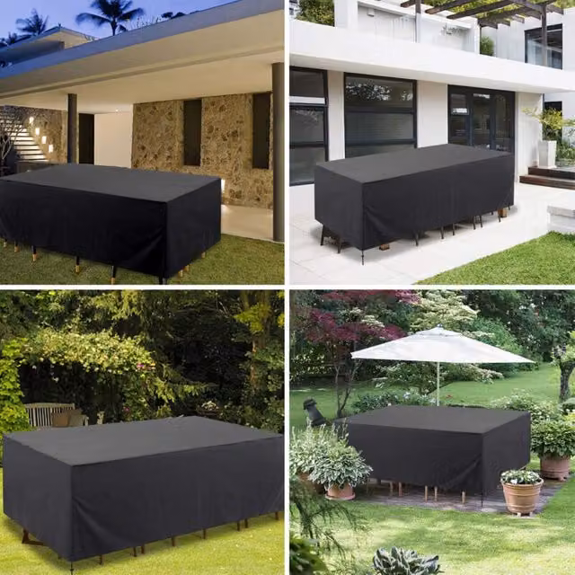 Funda protectora impermeable Elle para muebles de jardín de exterior, lona de poliéster y PVC en color negro, An/P/Al: 300 x 250 x 90 cm