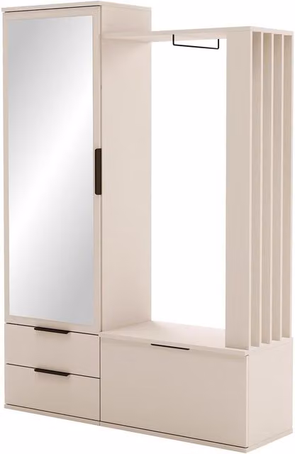 Conjunto para recibidor Honolulu de MOBILIER1 con espejo en colores beige y blanco, An/P/Al: 200 x 140 x 43 cm