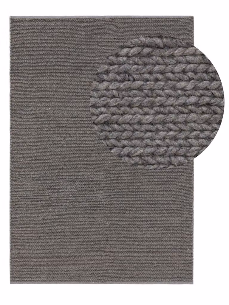 Alfombra Benuta de lana y poliéster gris, diseño minimalista y rectangular, An/P: 250 x 350 cm