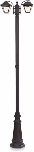 Farola LED V-TAC con portalámparas doble E27 para jardín, color negro mate, Altura: 228 cm, IP44
