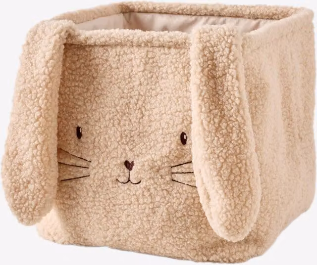 Cesta plegable de textil con diseño de conejo Vertbaudet en color beige arena para habitación infantil