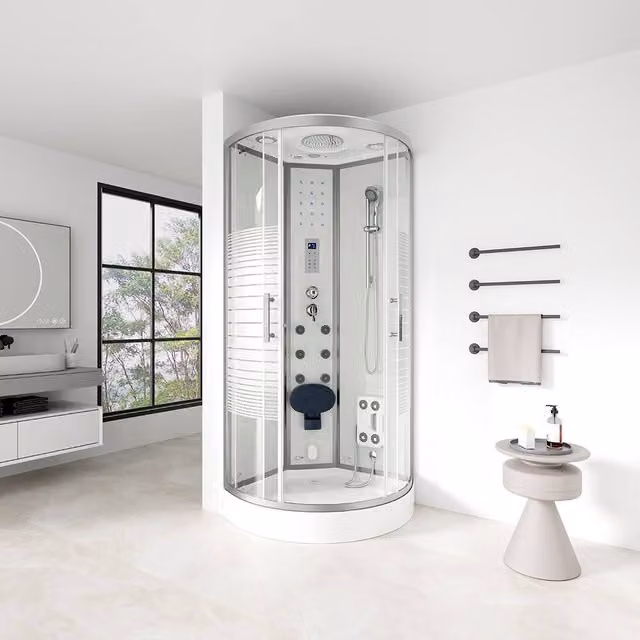 Home Deluxe Ducha de vapor con cascada y sauna de vapor White Pearl An/P: 100 x 100 cm