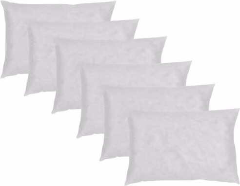 Pack de 6 rellenos de cojín rectangulares de fibra hueca Fusionhome en color blanco, An/P/Al: 70 x 50 x 6 cm
