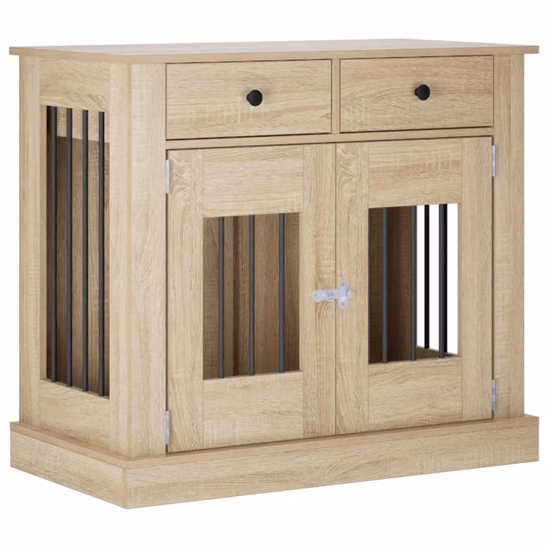Mueble para jaula de perro vidaXL en color marrón con acabado de madera y metal, An/P/Al: 90 x 47,5 x 80 cm