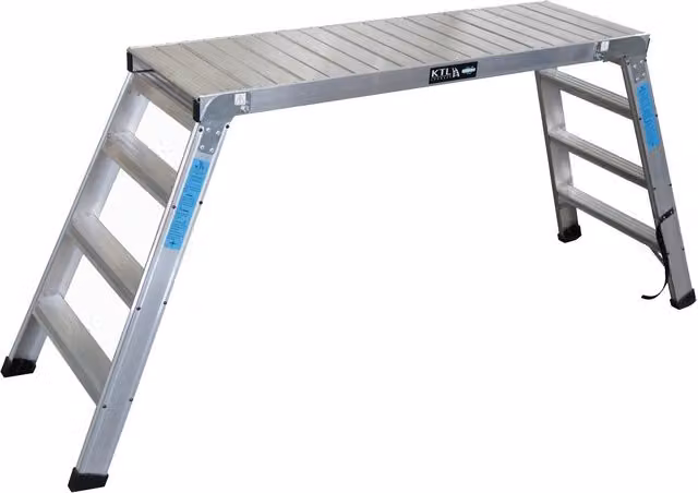 Plataforma de trabajo plegable Karla de 2 peldaños KTL en aluminio color plata An/P: 120 x 45 cm