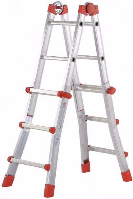 Escalera telescópica multifunción Profistep Multi Altura Max de Hailo en aluminio color plata, Altura: 370 cm