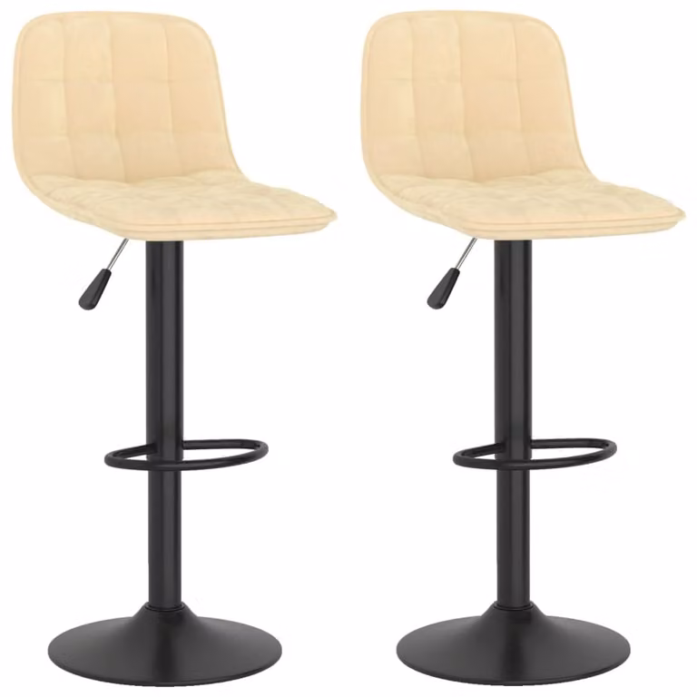 Set de 2 taburetes Syfax de terciopelo beige para cocina y comedor con estructura de metal mate