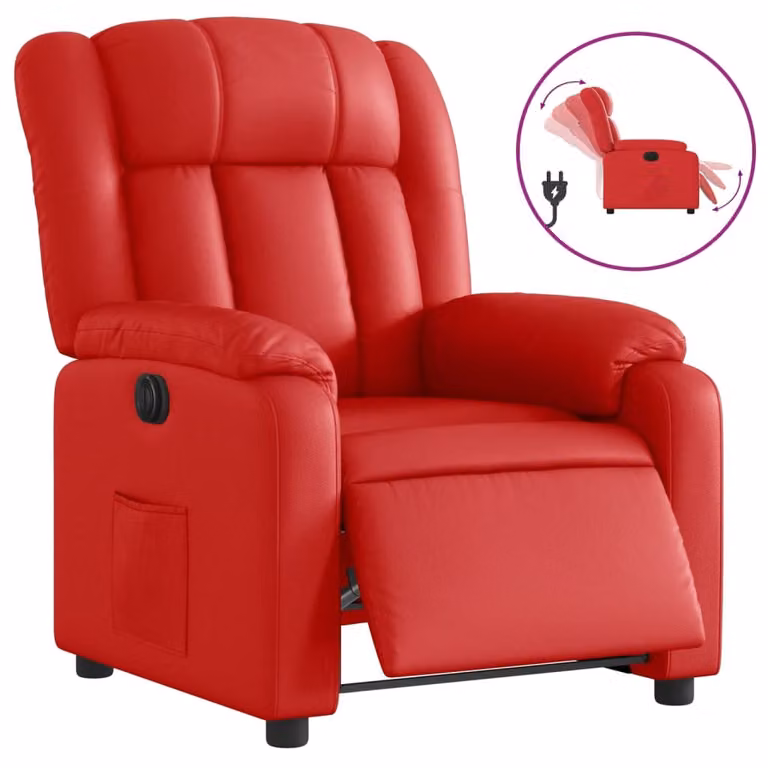 Sillón reclinable eléctrico vidaXL en cuero sintético rojo para salón