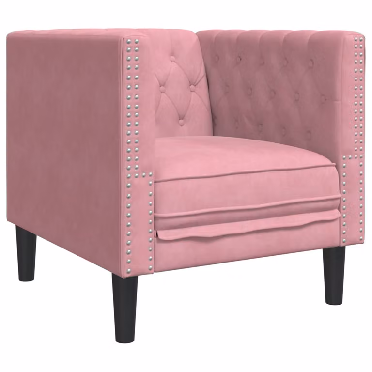 Sillón Chesterfield de terciopelo rosa vidaXL