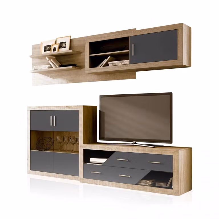 Salón modular Nuka V3 Duehome en beige y gris, An/P/Al: 240 x 175 x 41,4 cm