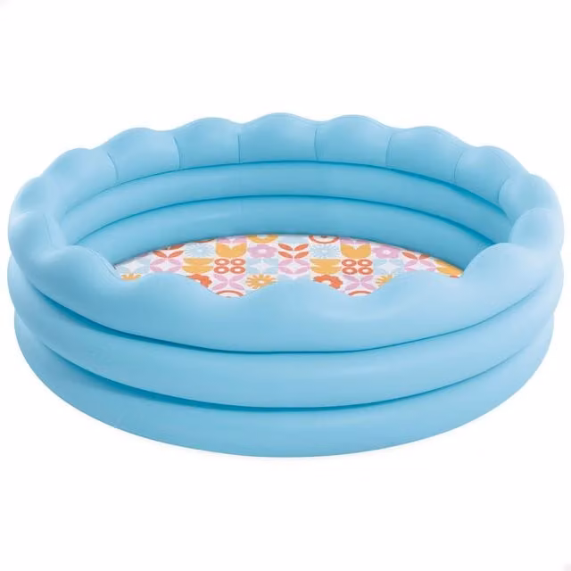 Piscina hinchable infantil redonda Intex en azul y rojo con válvula de desagüe, Diámetro: 168 cm, Altura: 45 cm