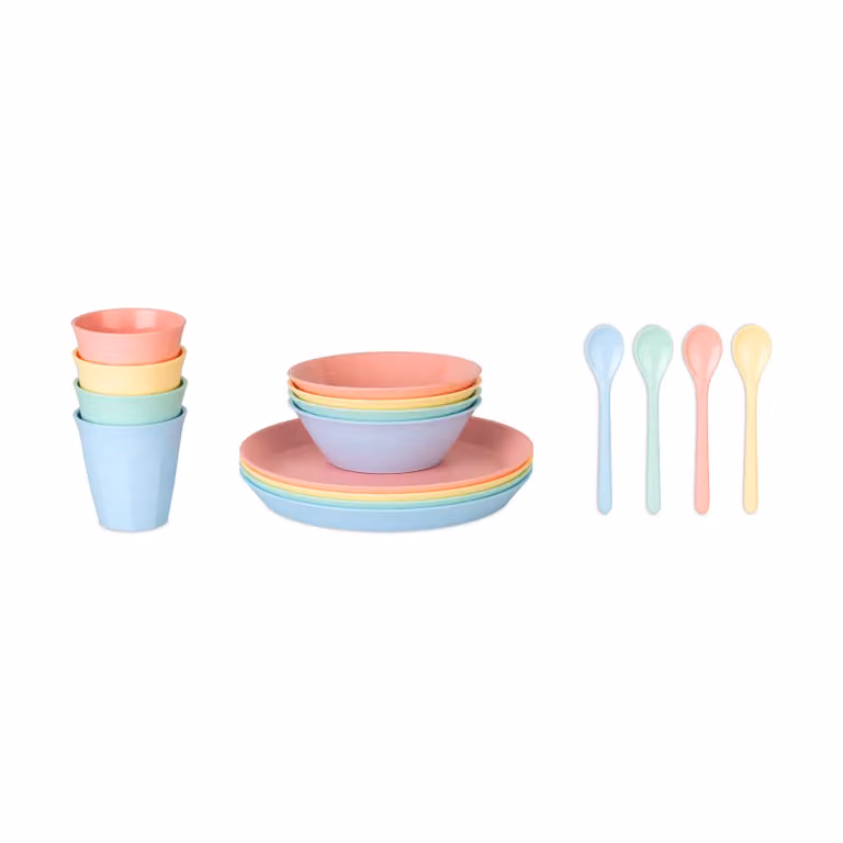Set de vajilla Nora Macarons de Koziol, 16 piezas, multicolor, de melamina
