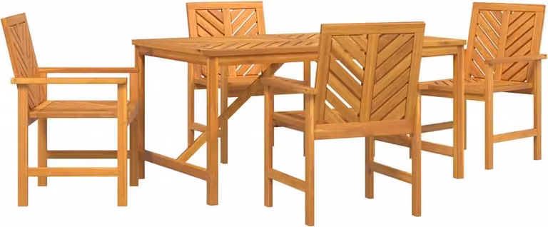 Conjunto de comedor de jardín Syfax de madera de acacia aceitada en color marrón para terraza o jardín