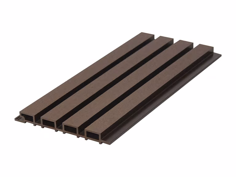Revestimiento de madera compuesta con listones CORNIO, pack de 5,12 m2, color marrón natural oscuro