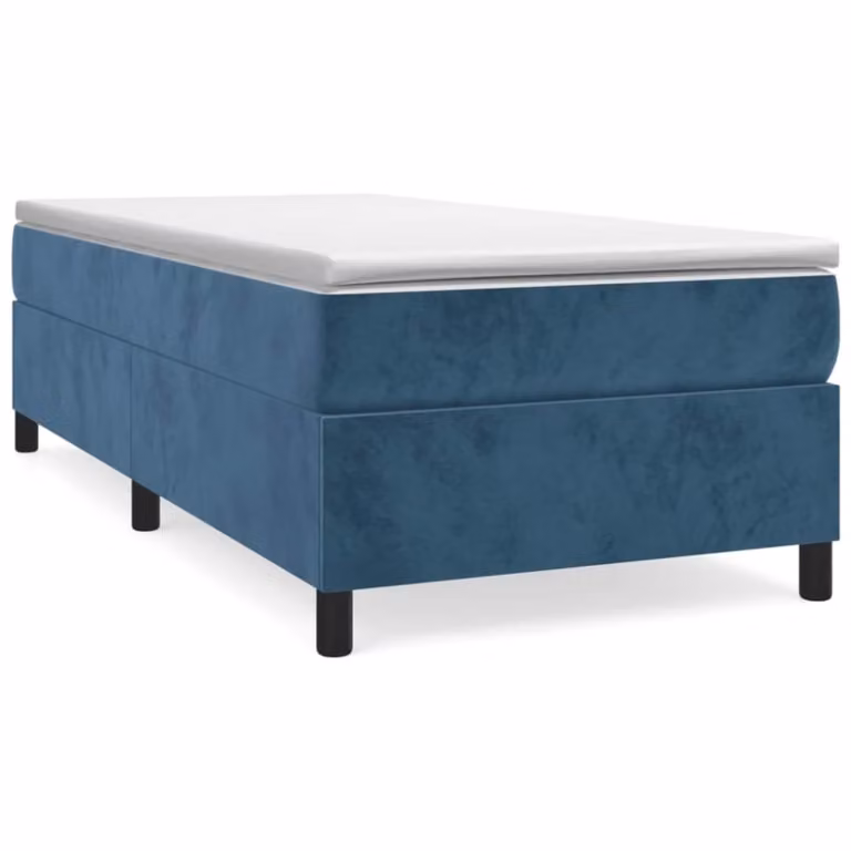 Cama individual tapizada Maison Chic en azul de terciopelo An/P/Al: 100 x 200 x 35 cm