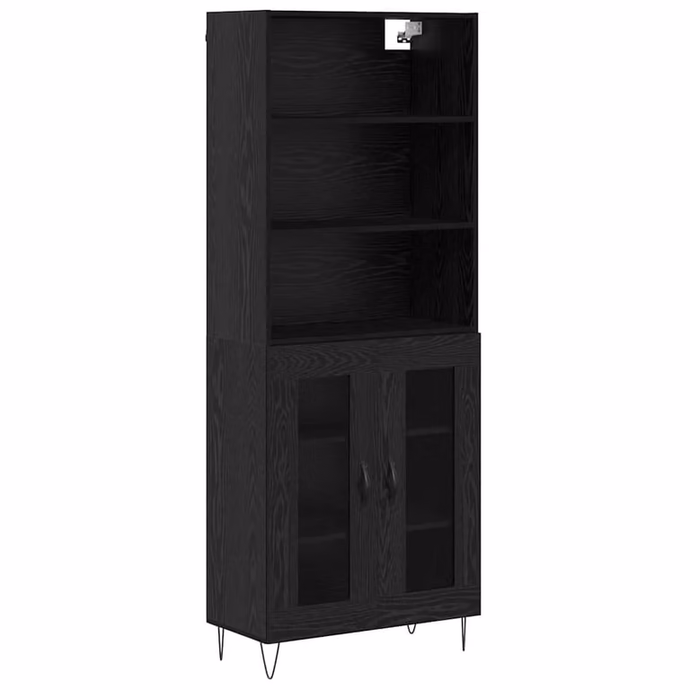 Set de 2 aparadores altos vidaXL en roble y negro para salón o comedor, An/P/Al: 69,5 x 34 x 180 cm