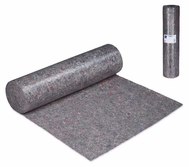 Pack de 2 rollos de fieltro protector Relaxdays gris, antideslizante y repelente al agua, ideal para mudanzas y pintura, 180 g/m², An/P: 1 x 50 m por rollo