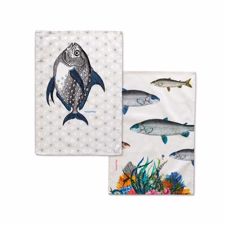 Pack de 2 paños de cocina Happyfriday multicolor de algodón con diseño gráfico, An/P: 70 x 50 cm