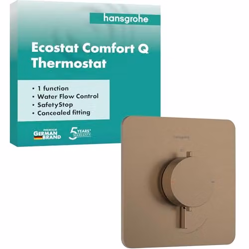 Termostato de ducha empotrado Hansgrohe Ecostat Comfort Q en bronce cepillado con SafetyStop y ahorro de agua
