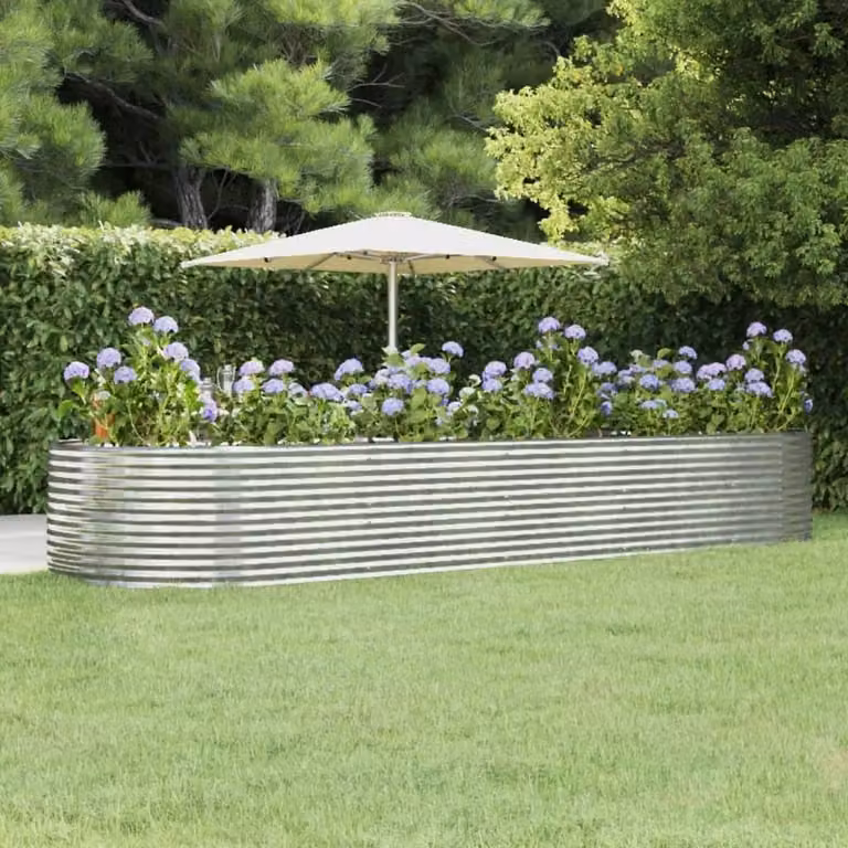 Jardinera arriate Syfax de acero galvanizado color plata An/P/Al: 447 x 140 x 68 cm
