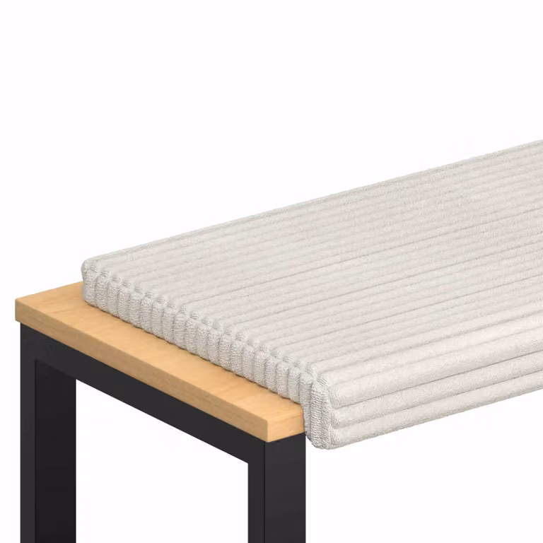 Cojín de banco rectangular de corduroy vidaXL en color beige con base antideslizante y Profundidad: 35 cm