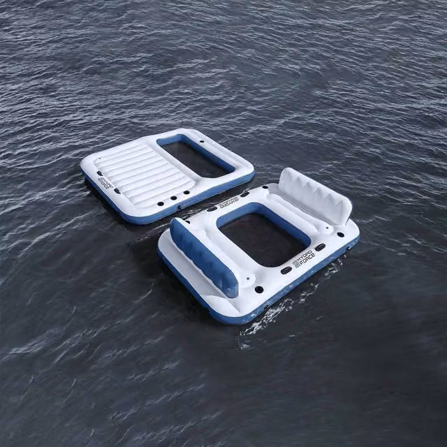 Isla flotante Hydro-Force de Bestway en PVC blanco y azul de 2 unidades
